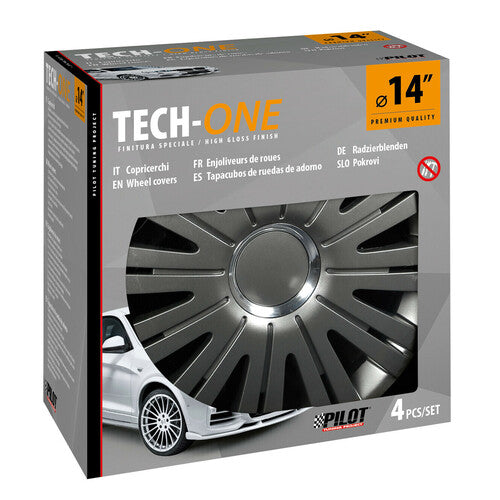 Pilot Copricerchi auto 4 pz - verniciati Tech-One Active Grafite - 14"