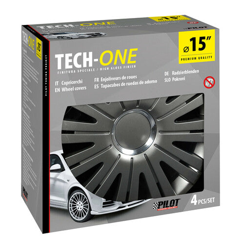 Pilot Copricerchi auto 4 pz - verniciati Tech-One Active Grafite - 15"