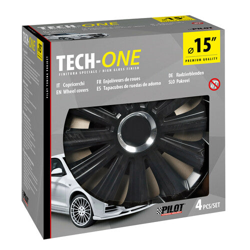 Pilot Copricerchi auto 4 pz - verniciati Tech-One Trend Black - 15"