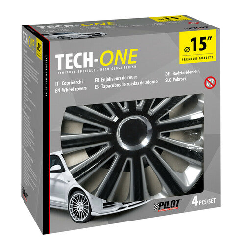 Cubiertas de rueda Pilot de 4 piezas pintadas Tech-One Trend DC RC - 15"