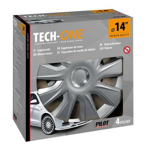 Pilot Copricerchi auto 4 pz - verniciati Tech-One Stratos RC Silver - 14"