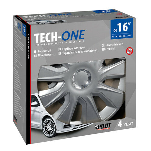 Cubiertas de rueda Pilot de 4 piezas - Tech-One Stratos RC Silver - 16"