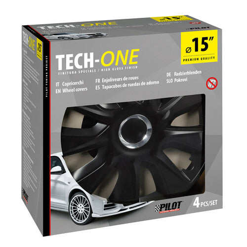 Pilot Copricerchi auto 4 pz - verniciati Tech-One Stratos RC Black - 15"
