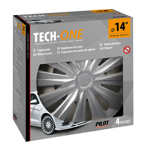 Pilot 4-teilige Radkappen - Tech-One Multi Silber lackiert - 14"