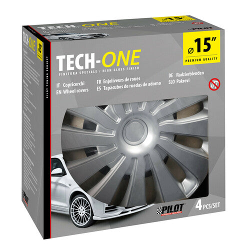 Pilot 4-Piece Wheel Covers - Tech-One Sepang Silver Painted - 15"