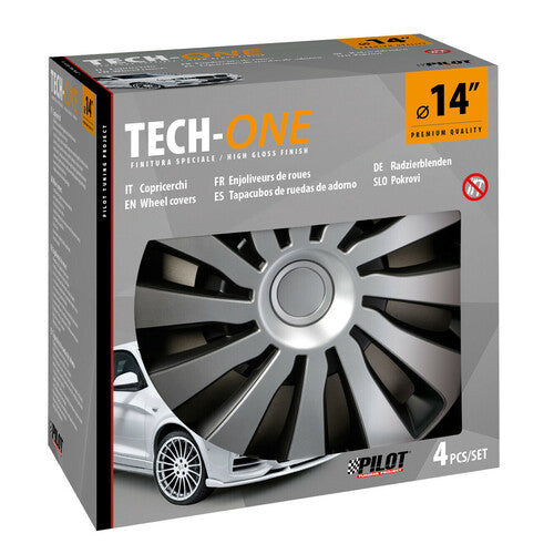 Pilot Copricerchi auto 4 pz - verniciati Tech-One Sepang Silver & Black - 14"