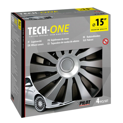 Cubrerines Pilot de 4 piezas - Tech-One Sepang pintados en plata y negro - 15"