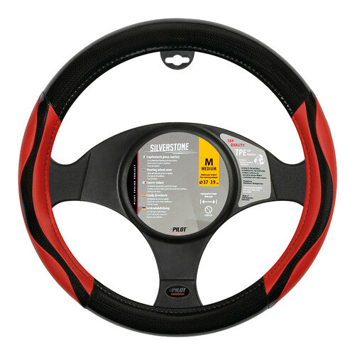 Funda para volante Pilot Silverstone Skeentex - M - 37/39 cm - Rojo