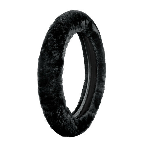 Comfort Wheel, elastic steering wheel cover in real fur Black 36-42 cm