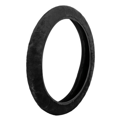 Fancy Plush Stretch Faux Fur Steering Wheel Cover 36-42cm Black