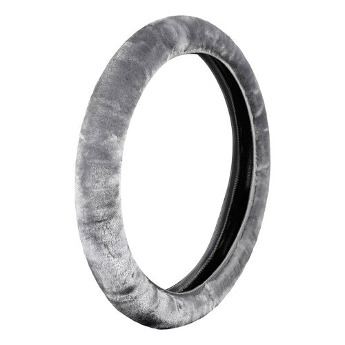 Edler Plüsch-Stretch-Lenkradbezug aus Kunstfell, 36-42 cm, Grau