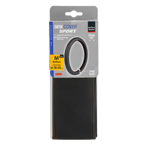 Lampa Skin-Cover, Skeentex Stretch Lenkradbezug Schwarz/Rot M 38/40 cm
