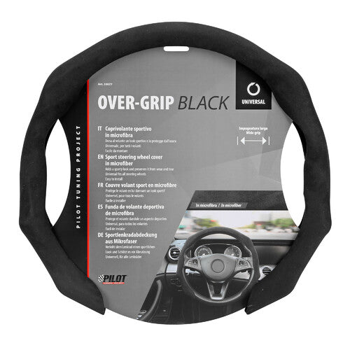 Pilot Over-Grip Mikrofaser-Sportlenkradbezug, Universal - Schwarz