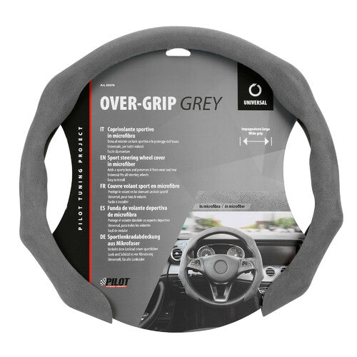 Pilot Over-Grip Mikrofaser-Sportlenkradbezug, Universalgröße – Grau