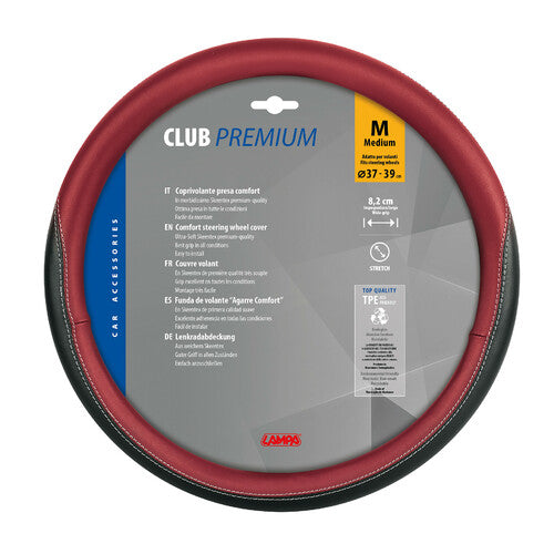 Lampa Club Skeentex Lenkradbezug - M - 37/39 cm - Schwarz/Rot