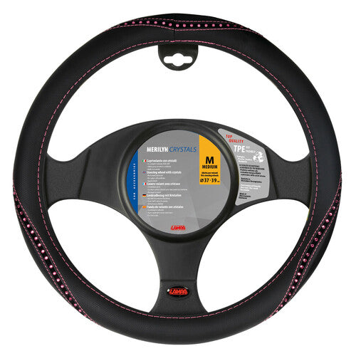 Lampa Merilyn, Skeentex Crystal Steering Wheel Cover - M - 37/39 cm - Pink