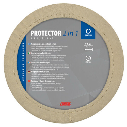 Protector Lampa 2 en 1, funda elástica para volante de poliéster - Beige 33148