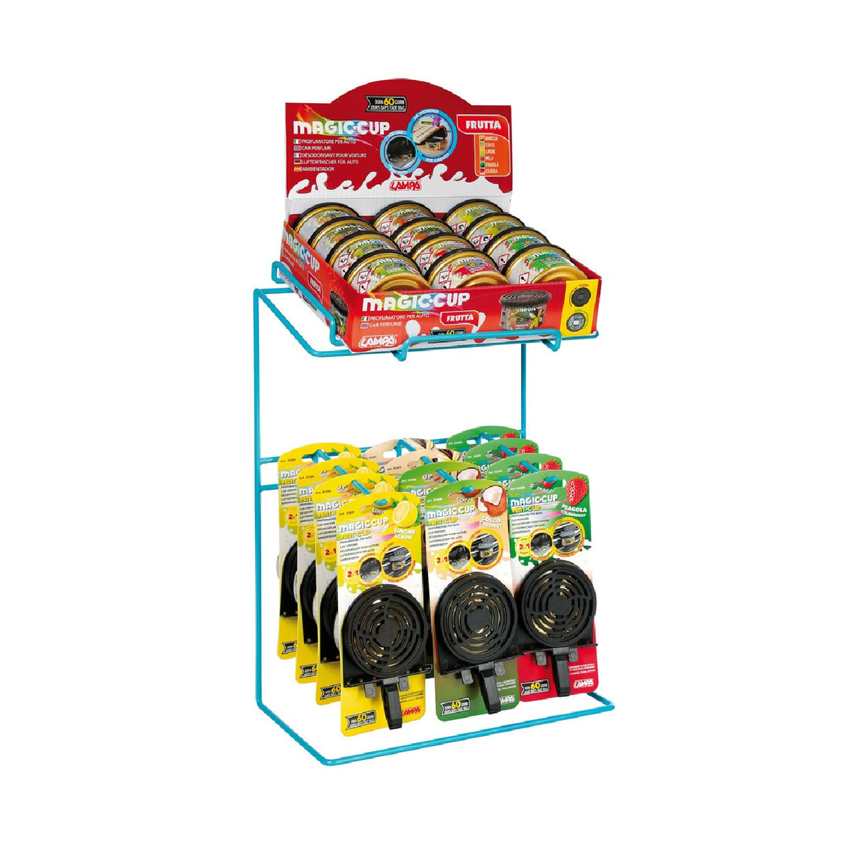 Lampa Magic-Cup, espositore da banco in metallo