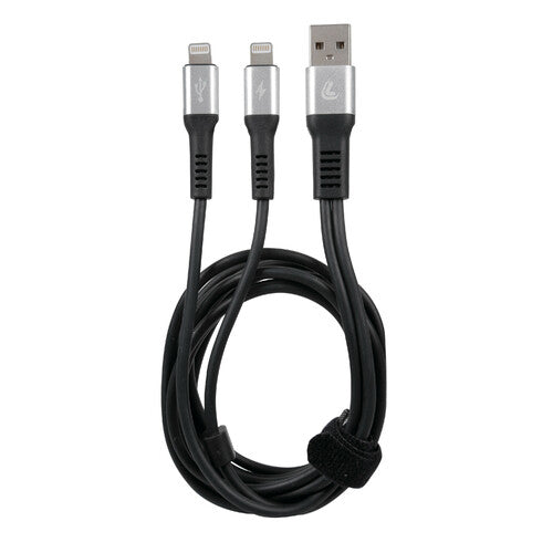 Cable de lámpara con doble conector, USB > Apple 8 pines - 100 cm - Negro 38698