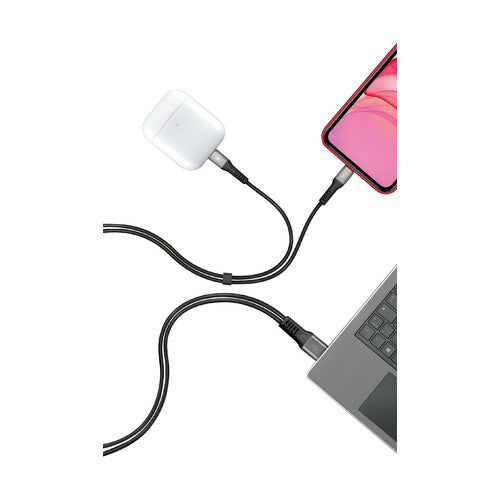 Cable de lámpara con doble conector, USB > Apple 8 pines - 100 cm - Negro 38698
