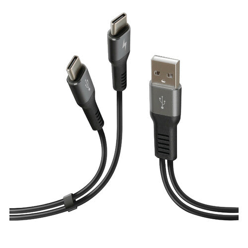 Cable de lámpara con doble conector, USB > Tipo C - 100 cm - Negro 38699