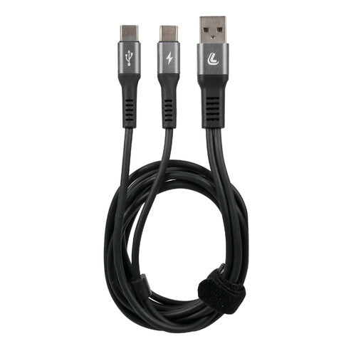 Cable de lámpara con doble conector, USB > Tipo C - 100 cm - Negro 38699