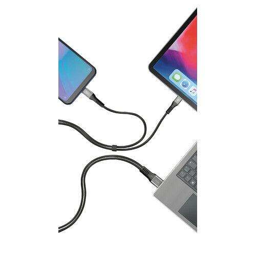 Cable de lámpara con doble conector, USB > Tipo C - 100 cm - Negro 38699