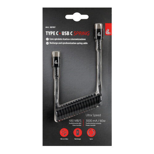 Lampa Spiralkabel USB Typ-C > Typ-C - 100 cm