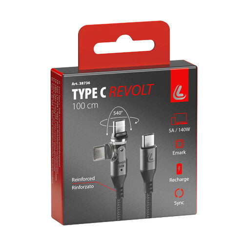 Cable USB Tipo-C a Tipo-C para Lámpara con Conector Multidireccional - 100 cm 38736