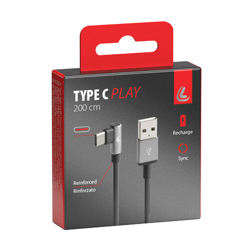 Cable de lámpara 90 USB > USB Tipo-C - 200 cm - Negro 38839