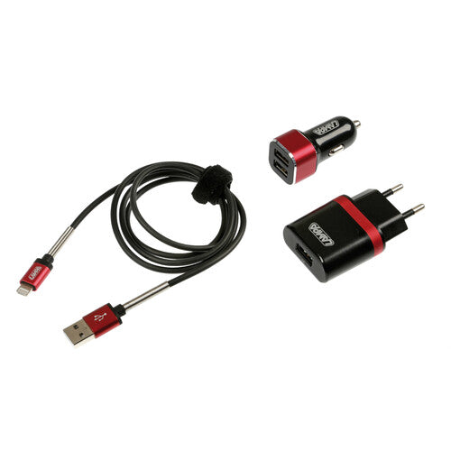Kit de lámpara 3 en 1 universal (Apple 8 pines / Micro USB) Carga rápida 12/24 V + 230 V 38845