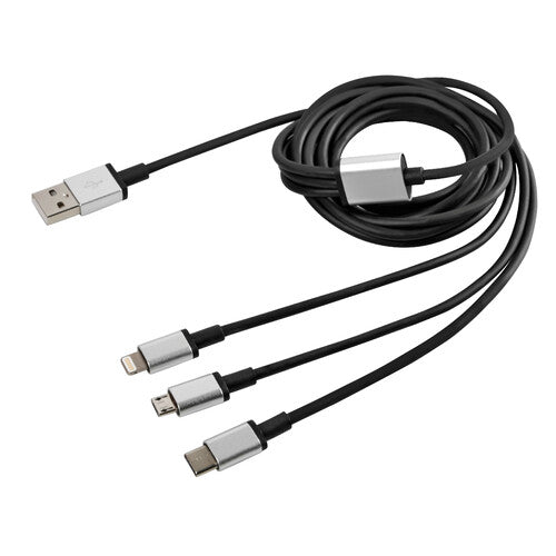 Cerberus Lamp, Charging Cable with 3 Connectors - 100 cm - Black