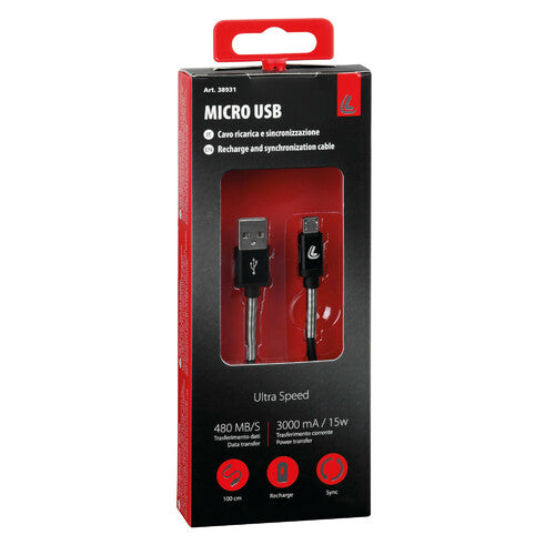 Cable USB para lámpara > Micro USB - 100 cm - Negro 38931