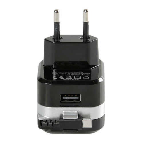 Cargador de red micro USB con 1 puerto USB Carga rápida 2400 mA 100/230V 38947