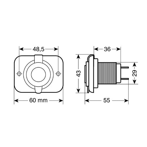 Lampa Ext-8, doppia presa Usb, montaggio ad incasso, 12/24V 39005
