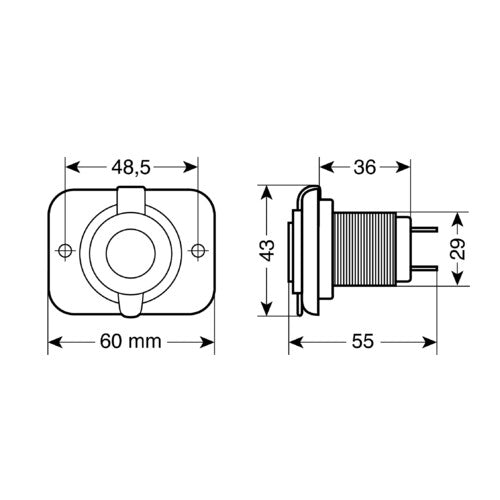 Lámpara Ext-7, toma USB, empotrada, 12/24 V 39006