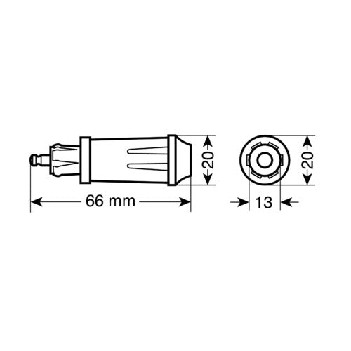 Lamp DIN plug for cigarette lighter socket, 12/24V