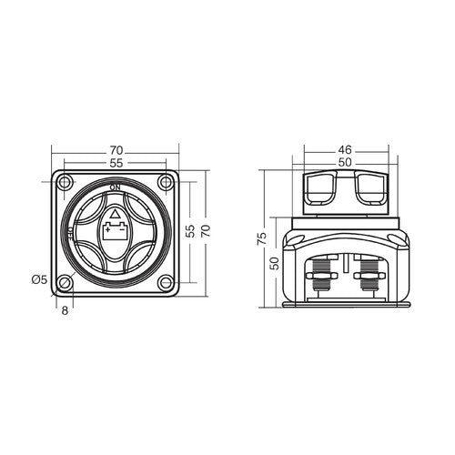 Lampa Interruttore stacca batteria a 3 posizioni - 12/50V 39032