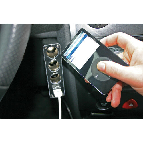 Dual-Power Lamp, Triple Power Socket with USB, 12/24V