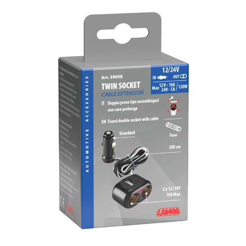 Lampa Presa corrente doppia con prolunga 12/24V 9058