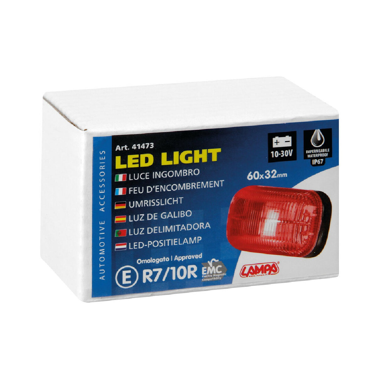 Lampa Luce ingombro a 4 Led, montaggio in superficie, 10/30V - Rosso