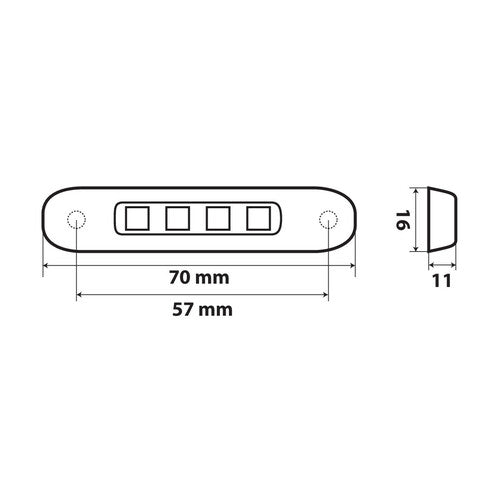 Lampa Luce ingombro a 4 Led, 12/24V - Verde