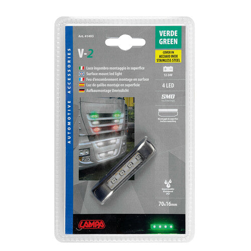 Lampa Luce ingombro a 4 Led, 12/24V - Verde 41493