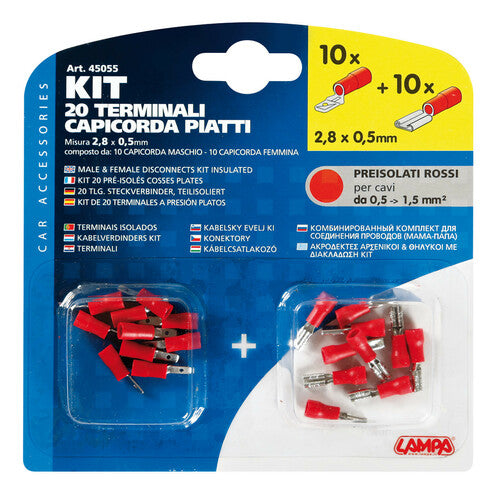 Lampa Kit 20 terminali-capicorda piatti - Rosso 45055