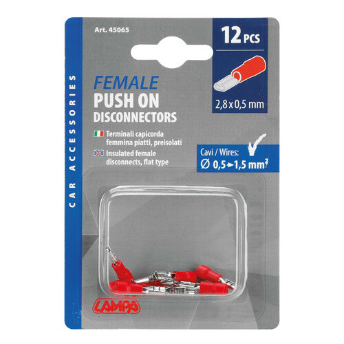 Lampa 12 terminali - capicorda femmina piatti per altoparlanti - Rosso 45065