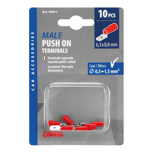 Lámpara de 10 terminales - terminales macho planos - Rojo 45071