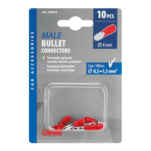 Lámpara de 10 terminales - Terminales macho redondos - Rojo 45074