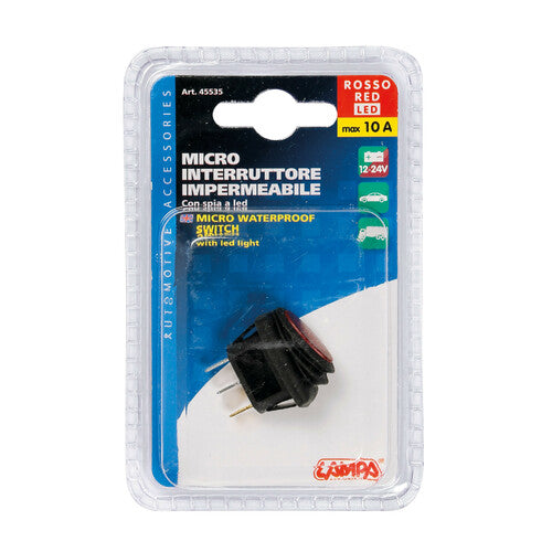 Microinterruptor impermeable con indicador LED - 12/24 V - Rojo 45535