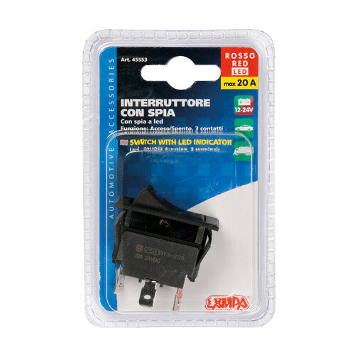 Interruptor Lampa con luz indicadora LED - 12/24V - 20A 45553