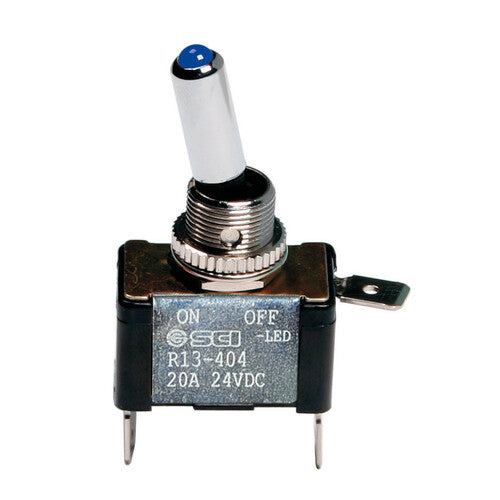 Lampa Interruttore a leva, in alluminio con spia a Led - 12/24V - Blu - 20A 45559